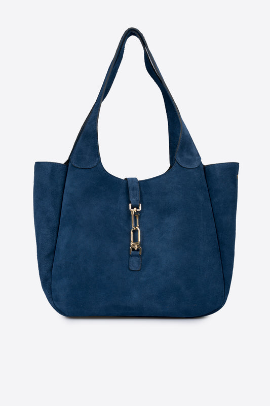 AMELIE Leather Top Handle Bag - Blue
