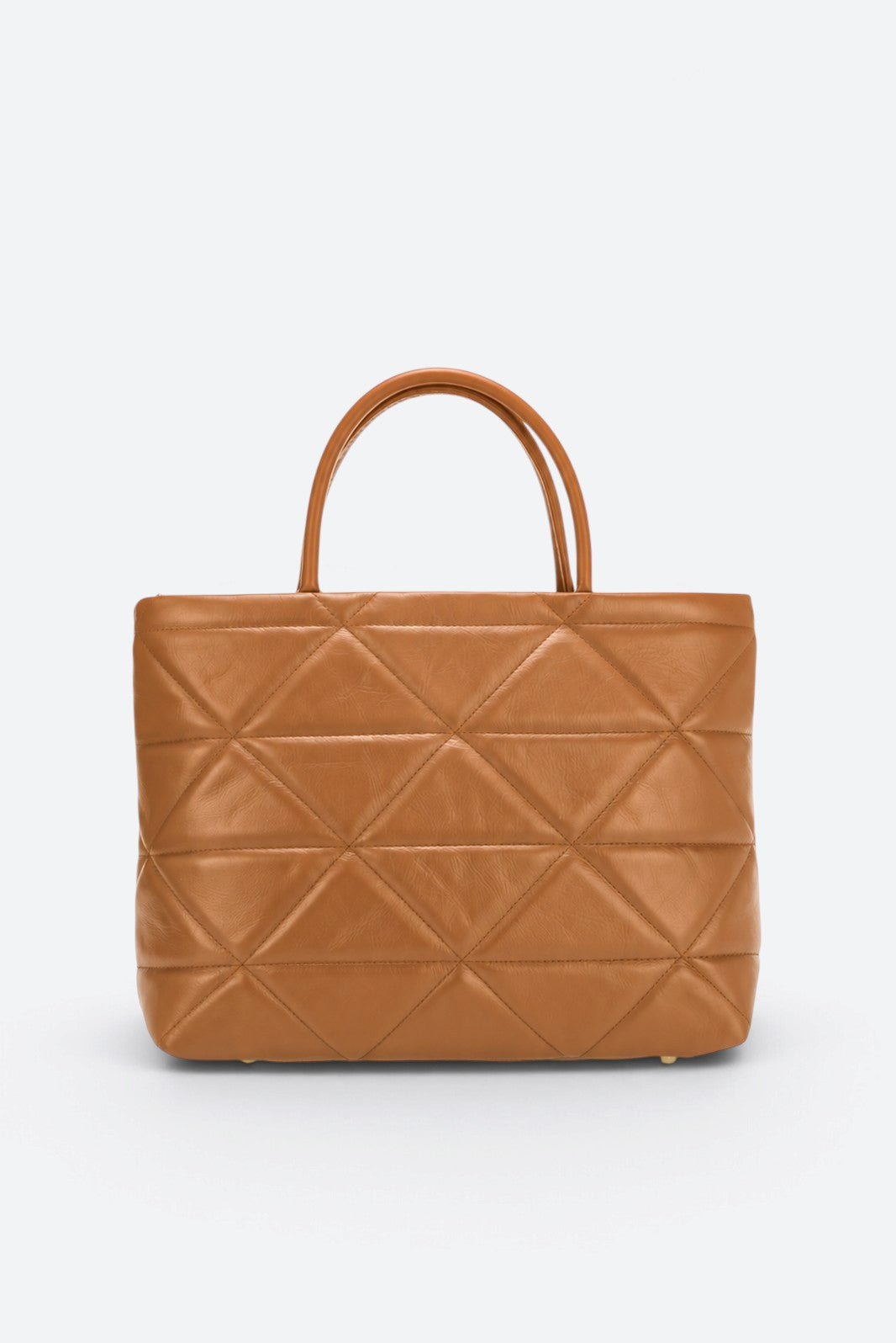 GINEVRA Leather Top Handle Bag - Cognac