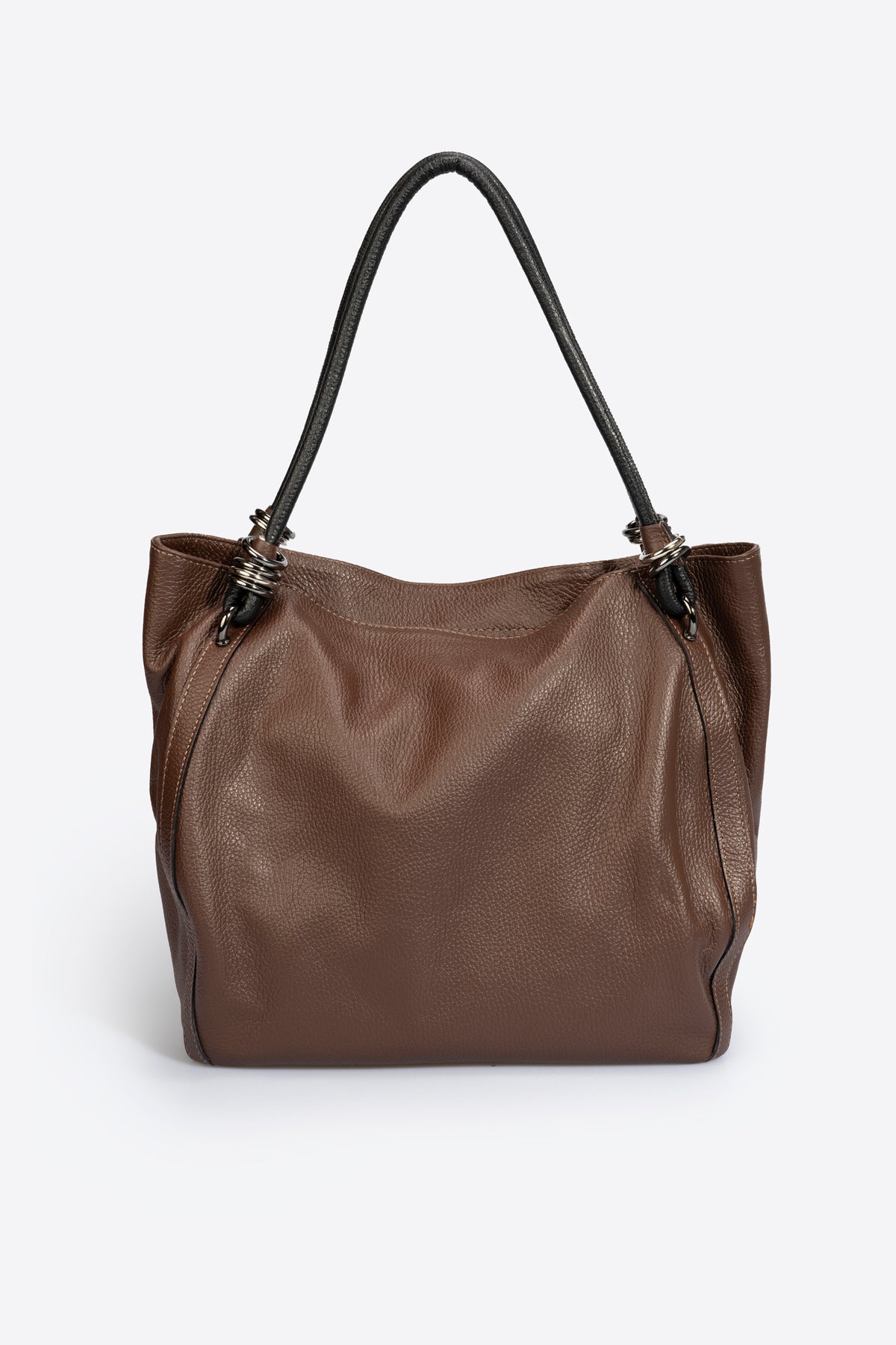 VINNIE Leather Shoulder Bag - Brown
