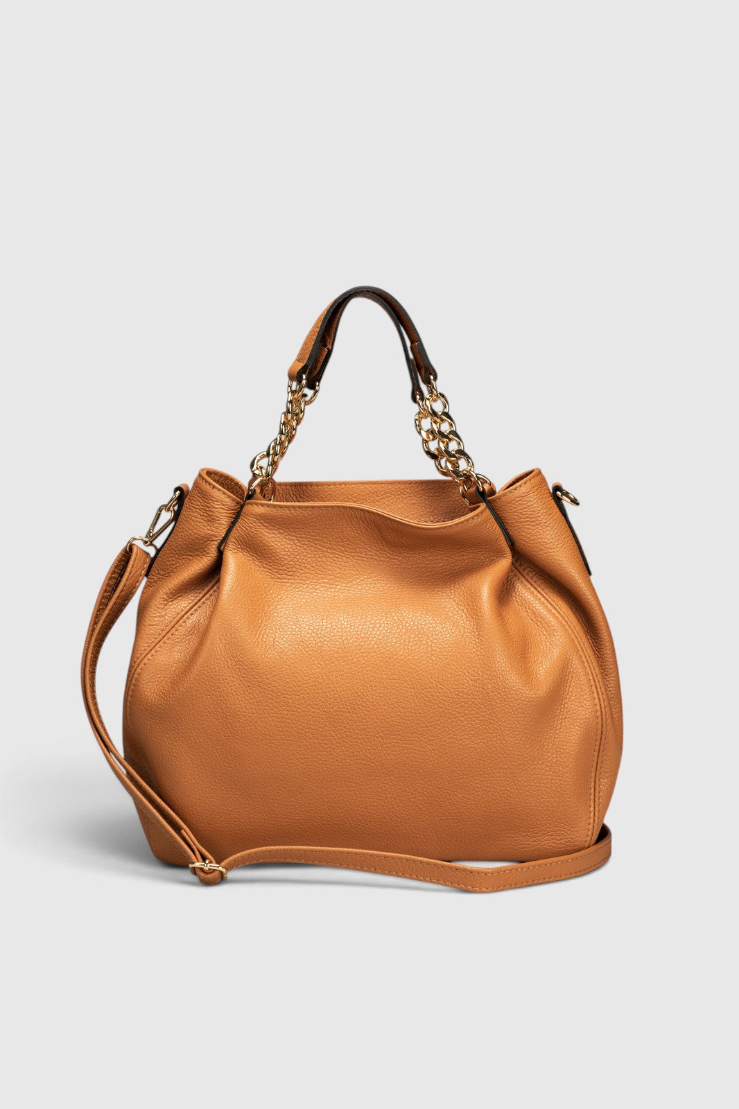 HELEN Leather Shoulder Bag - Cuoio