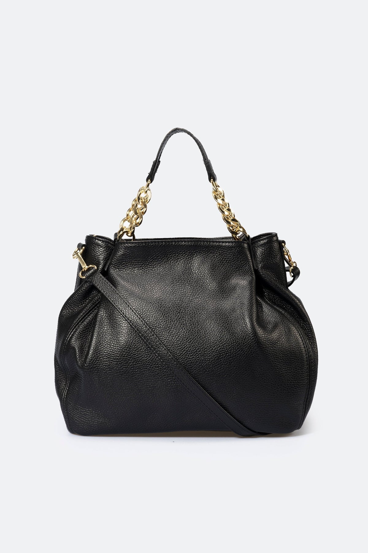 HELEN Leather Shoulder Bag - Black