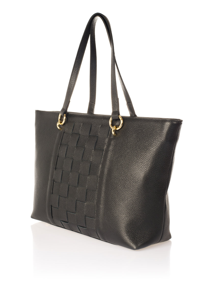 Leather Top Handle Bag 2349 - Black