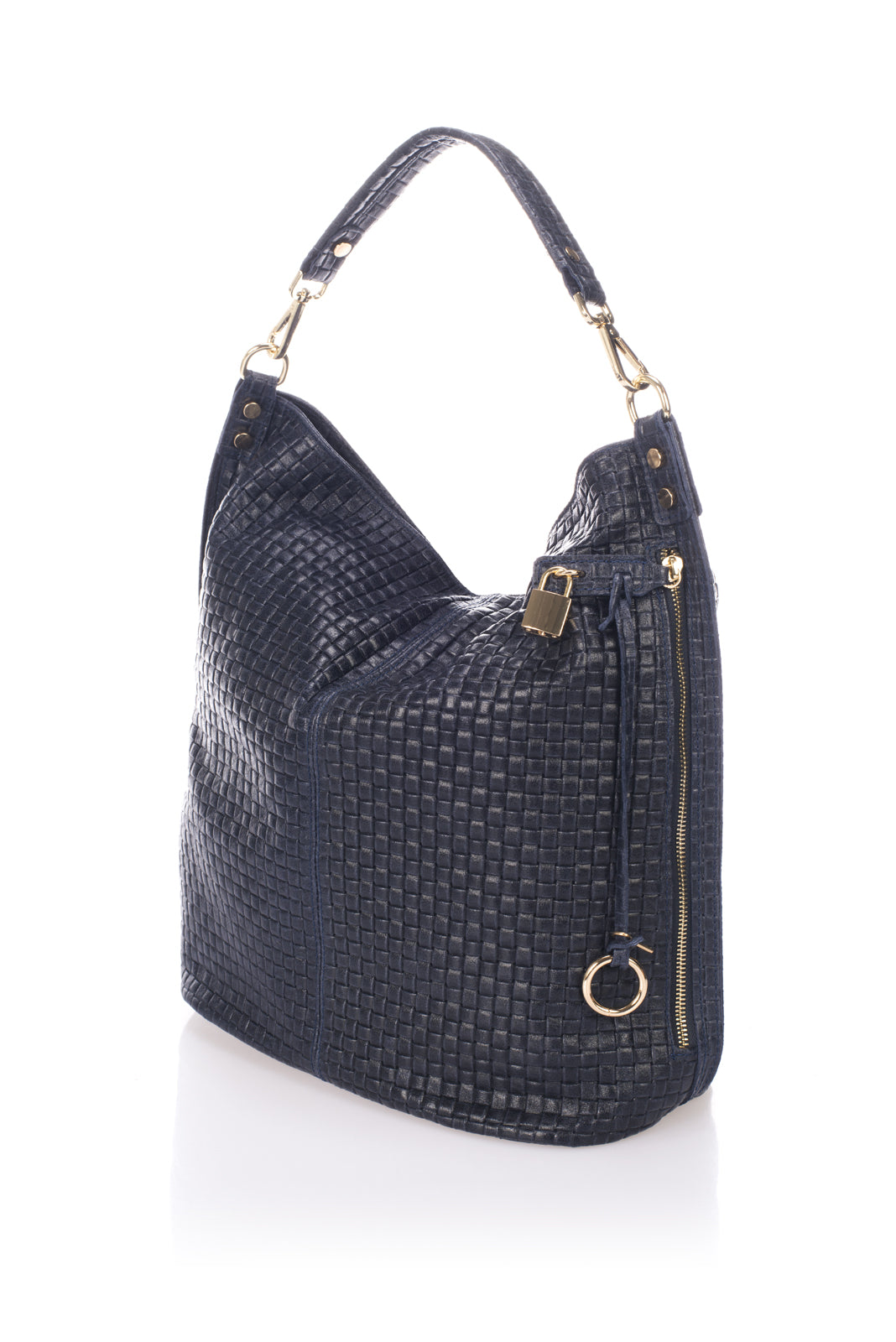 Leather Shoulder Bag 9921 - Dark Blue