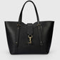 RAINA Leather Top Handle Bag - Black