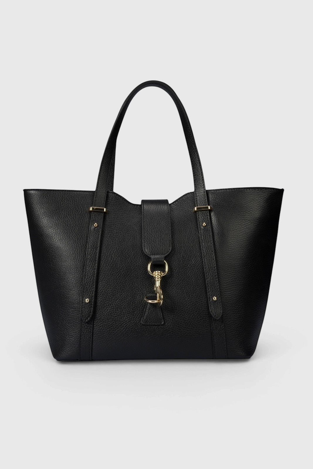 RAINA Leather Top Handle Bag - Black