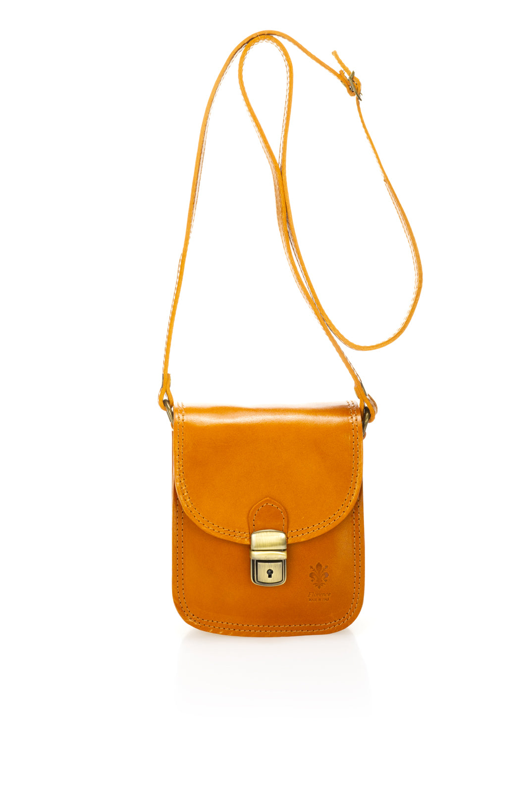 Leather Crossbody Bag WB8040 - Cognac