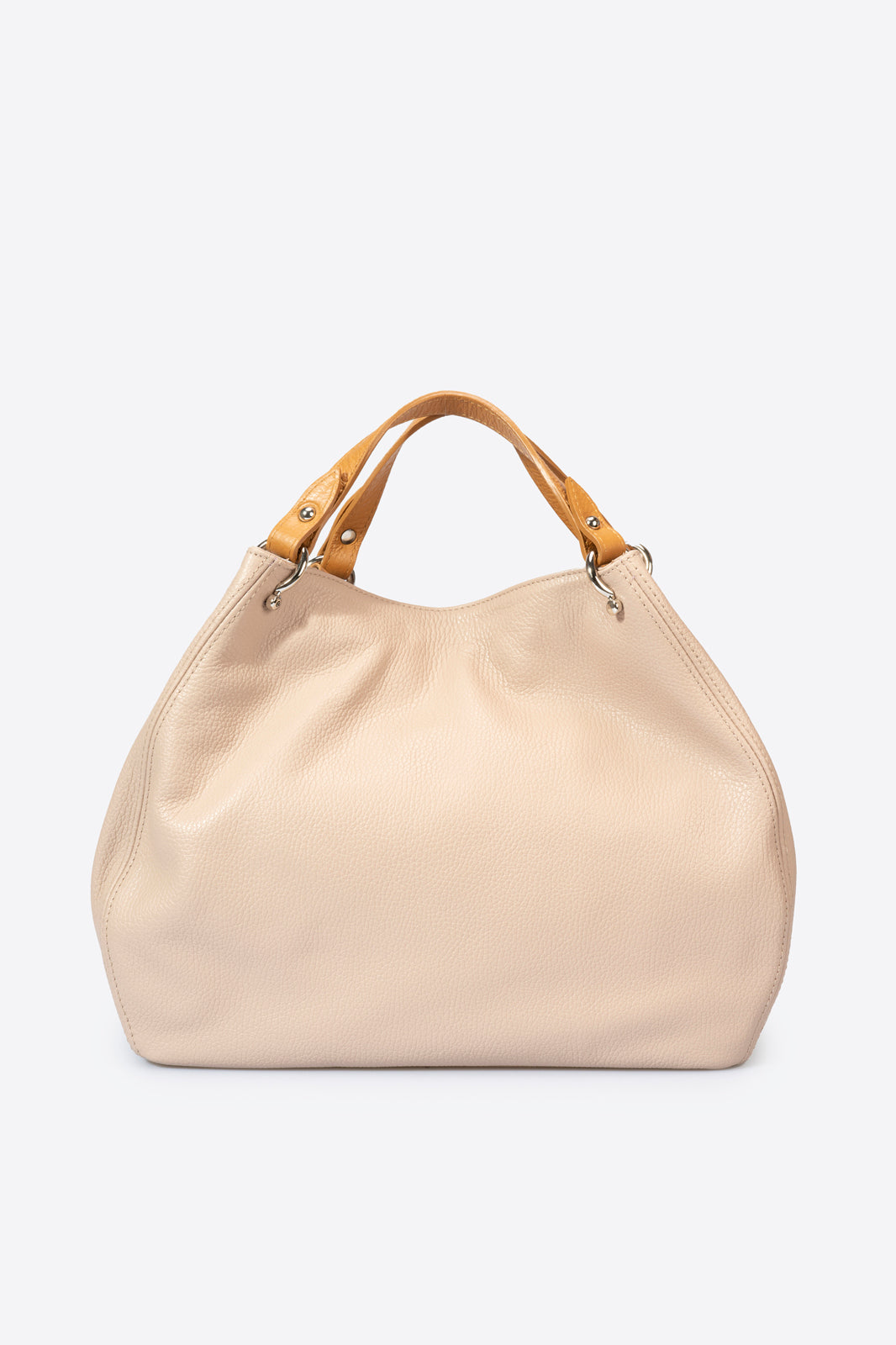 AZALEA Leather Top Handle Bag - Cipria+Cuoio