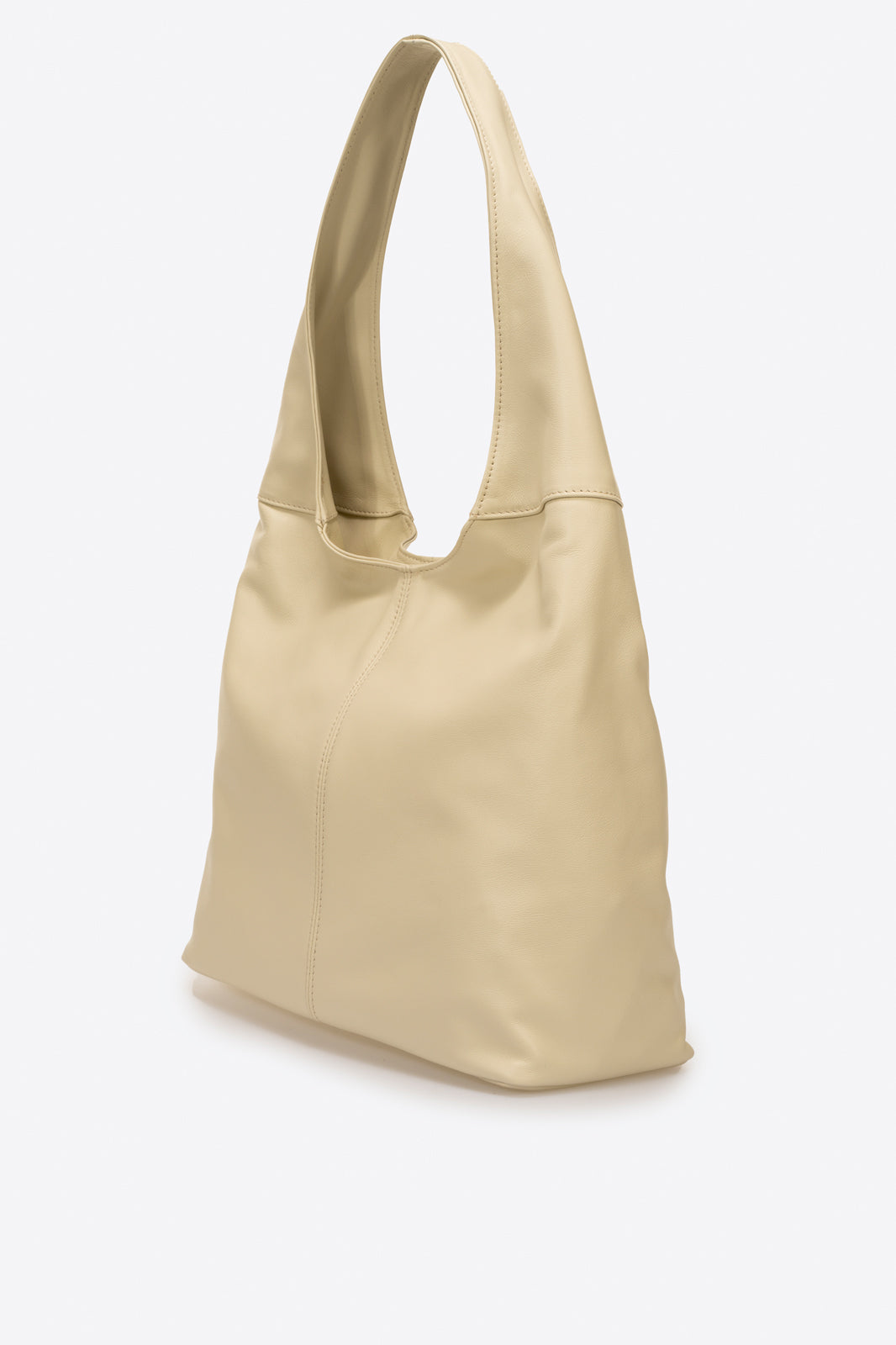 Leather Shoulder Bag 6933 - Beige