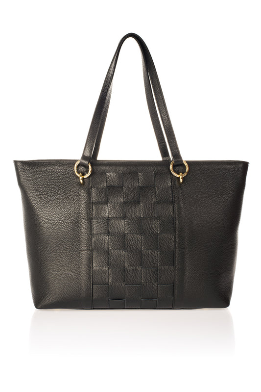 Leather Top Handle Bag 2349 - Black