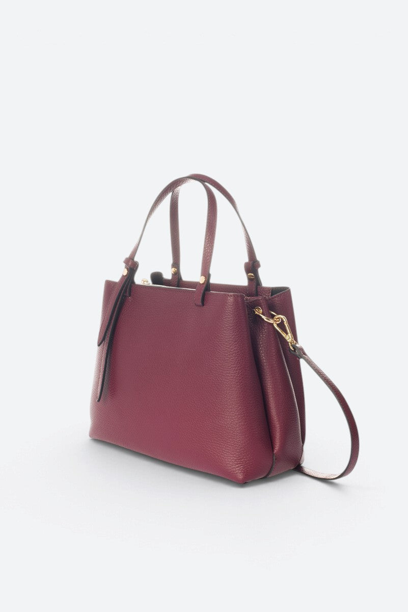 ORIETTA Leather Top Handle Bag - Wine