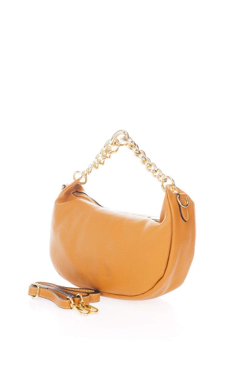 Leather Top Handle Bag 19024 - Cognac