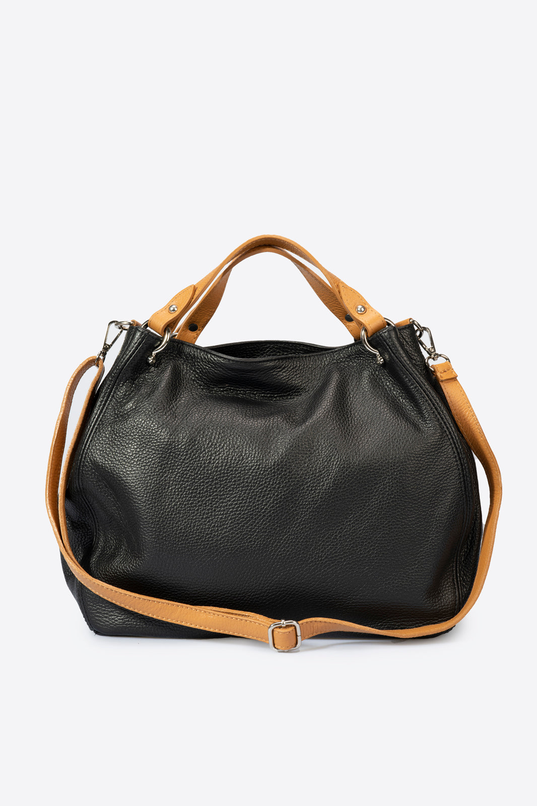 AZALEA Leather Top Handle Bag - Black