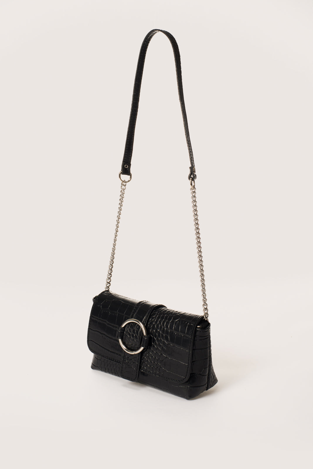 Leather Crossbody Bag 3434 - Black