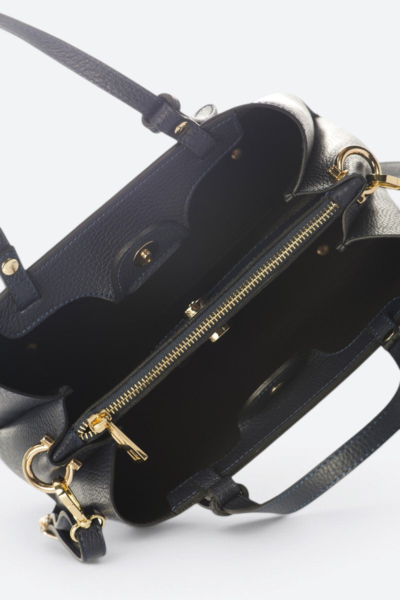ORIETTA Leather Top Handle Bag - Blue