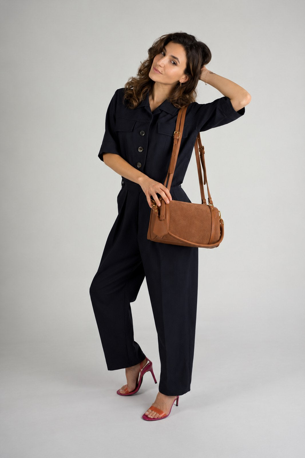 NOOR Leather Bowling Bag - Cognac