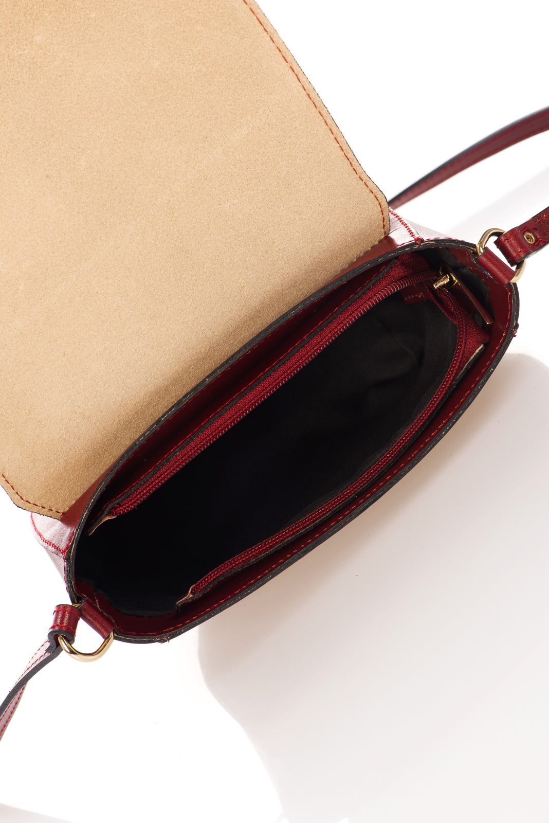 Leather Shoulder Bag 8058 - Red