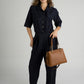 AURORA Leather Top Handle Bag - Cognac