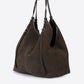 CORALIE Leather Top Handle Bag - Dark Brown
