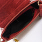 Leather Crossbody Bag 7069 - Bordo