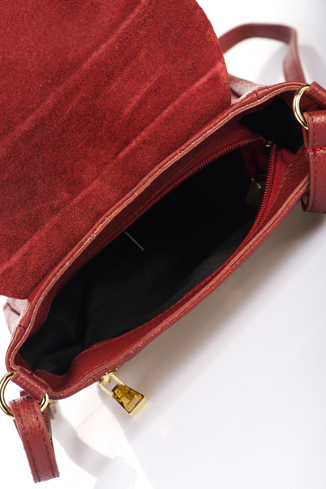 Leather Crossbody Bag 7069 - Bordo