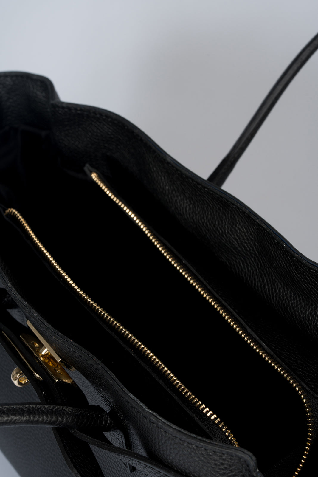 GRACIE Leather Top Handle Bag - Black