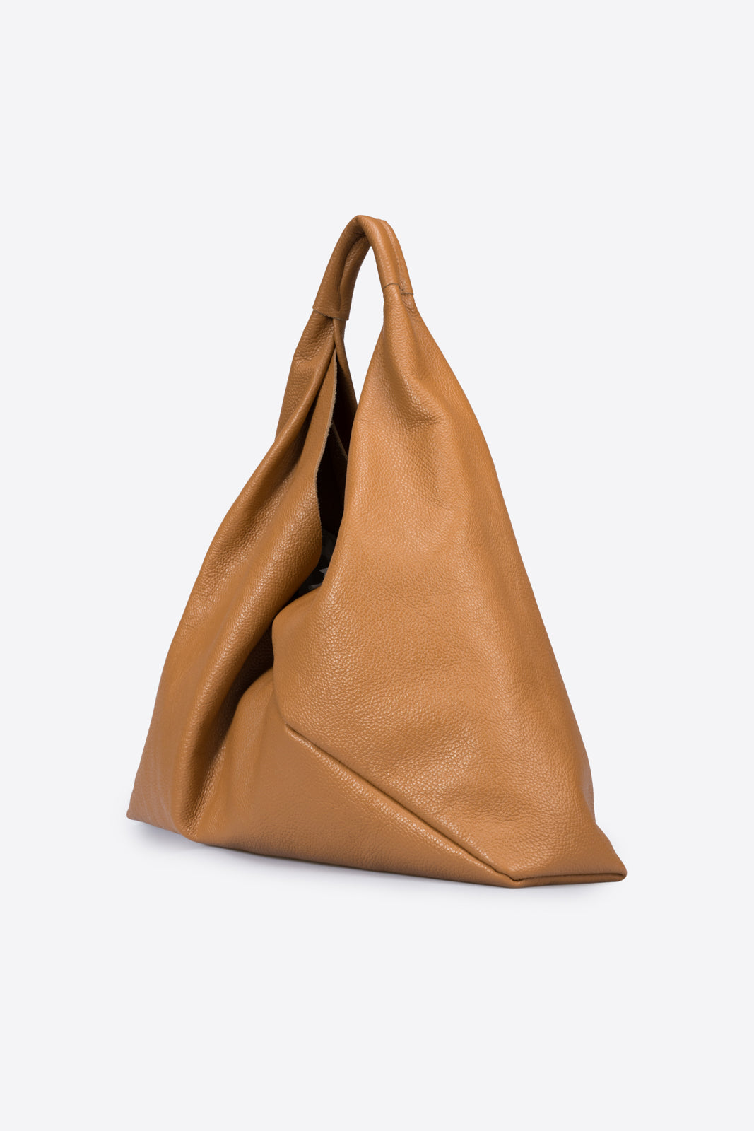 SOLEDAD Leather Top Handle Bag - Cognac
