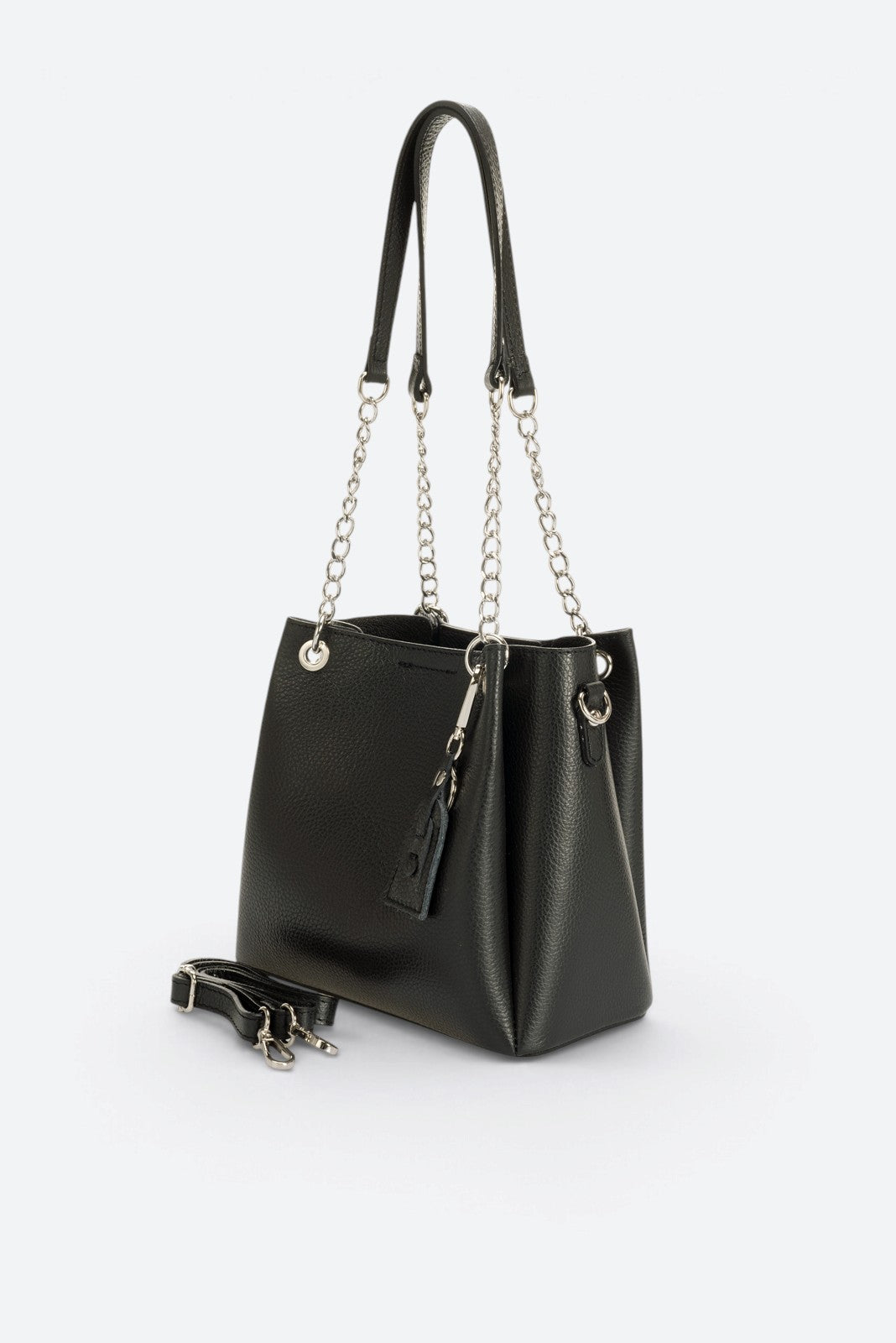 ANIKA Leather Top Handle Bag - Black