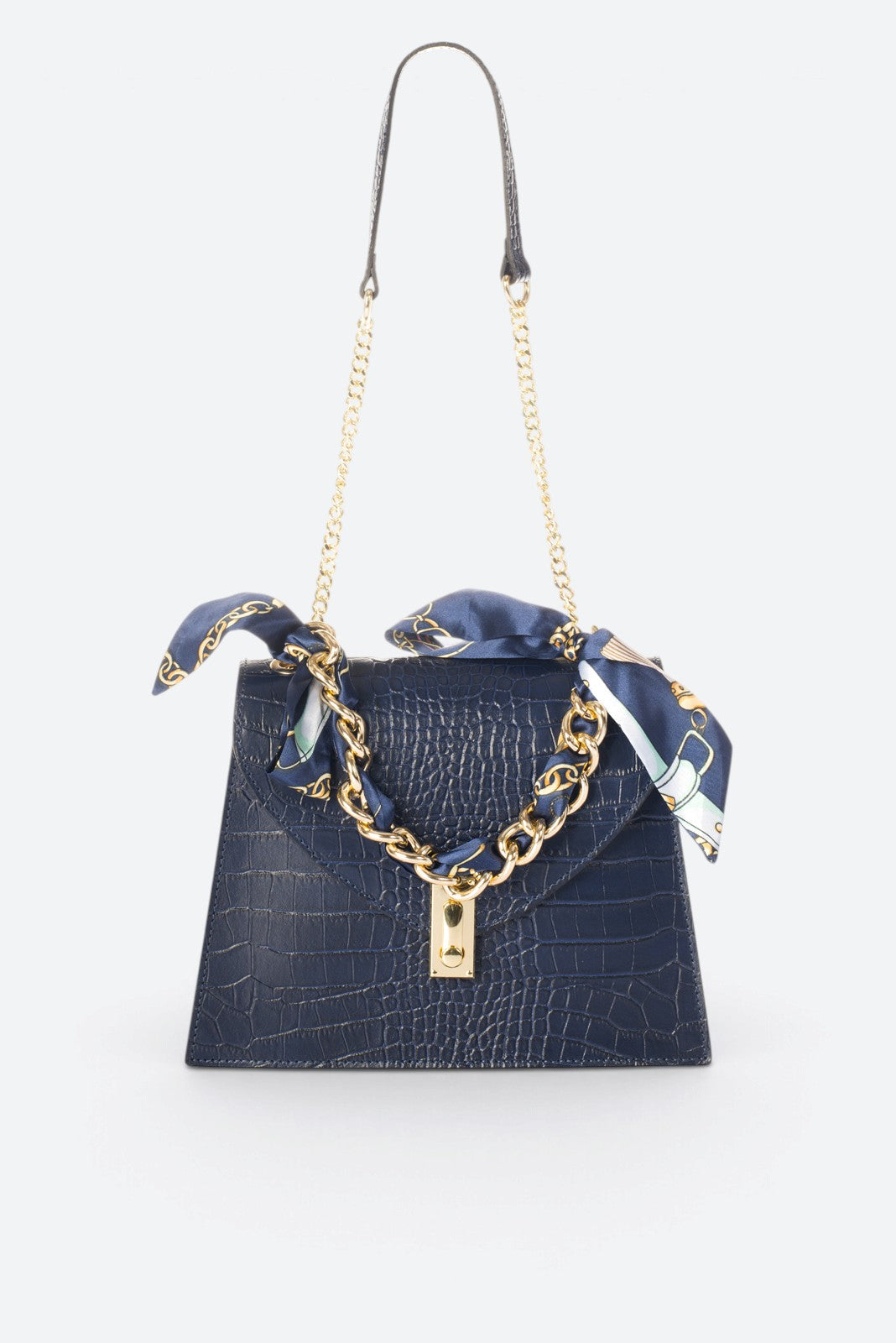AYLA Leather Top Handle Bag - Blue