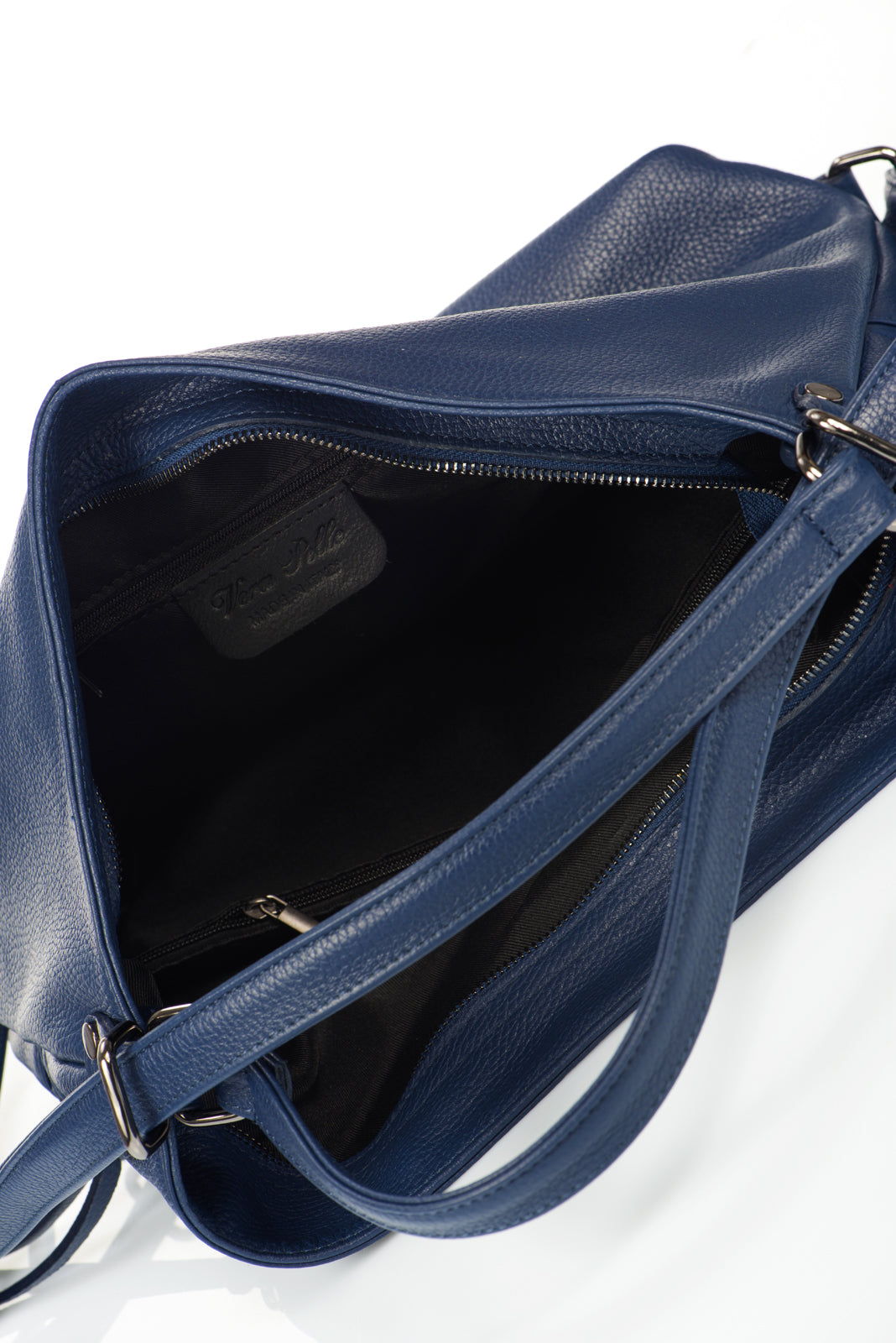 Leather Top Handle Bag 5456 - Navy