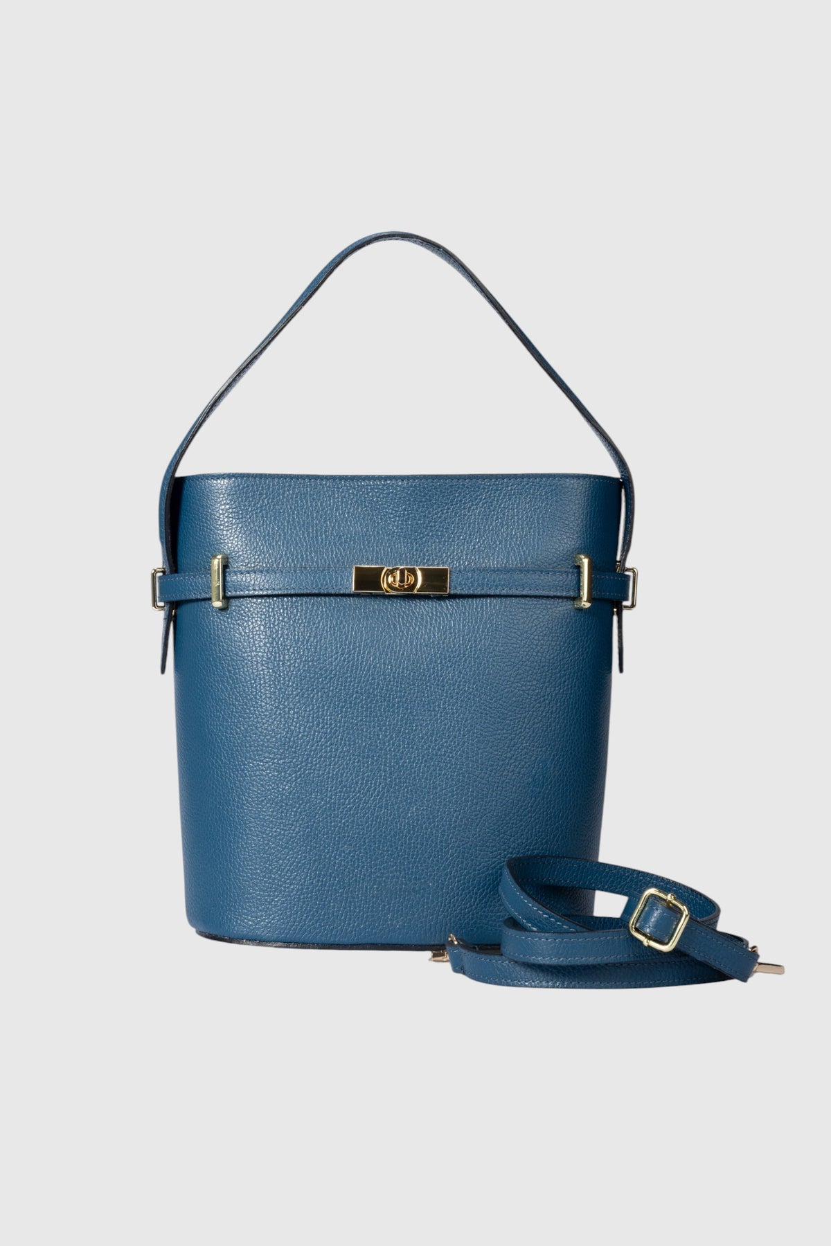 MYRTO Leather Top Handle Bag - Blue