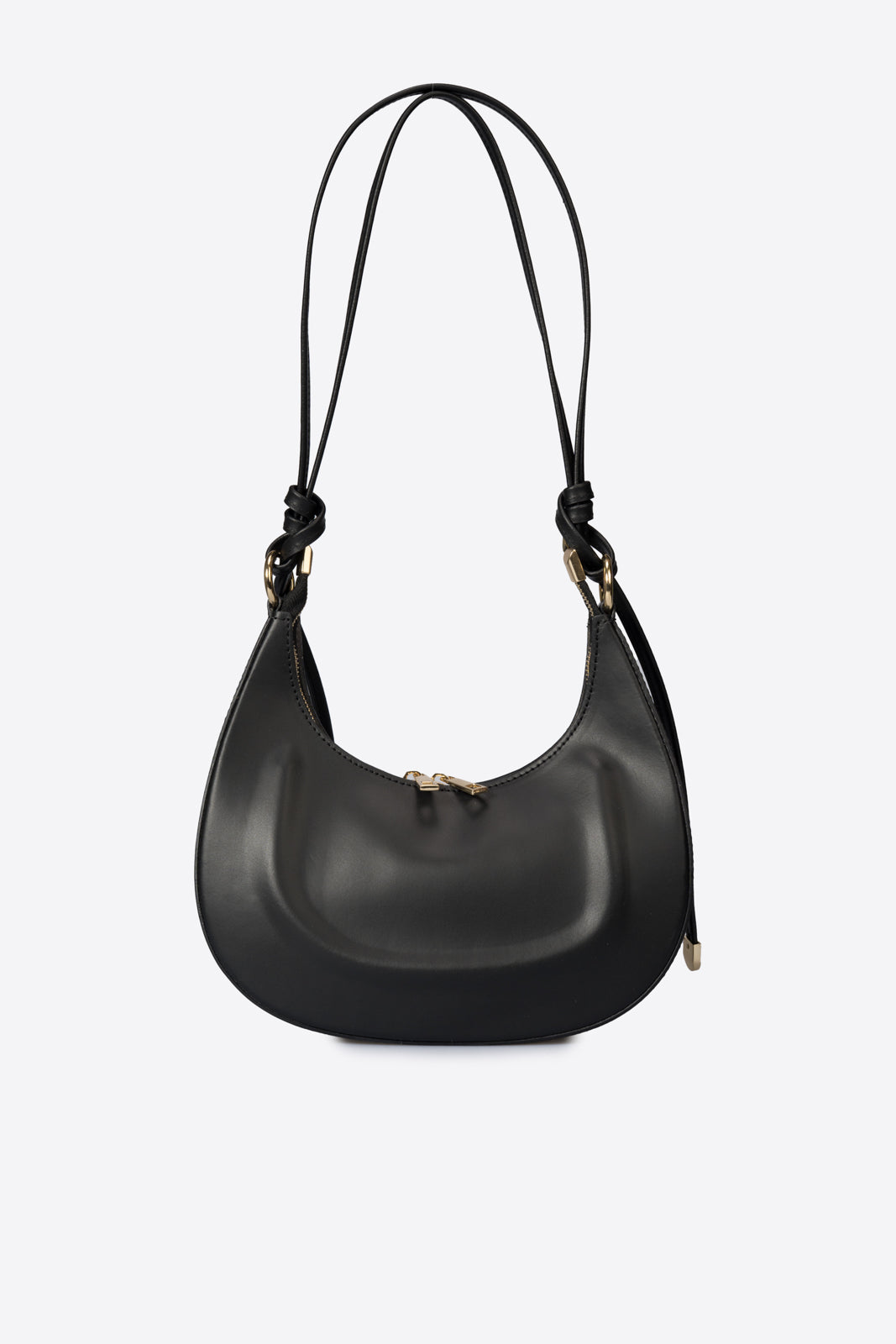 LUNA Leather Top Handle Bag - Black