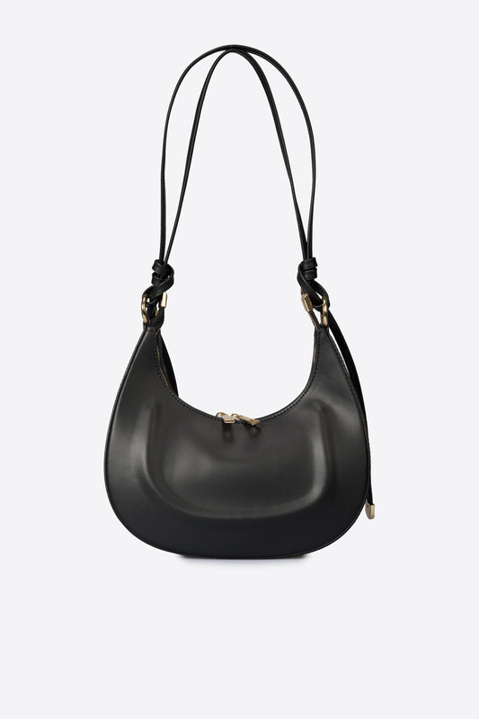 LUNA Leather Top Handle Bag - Black