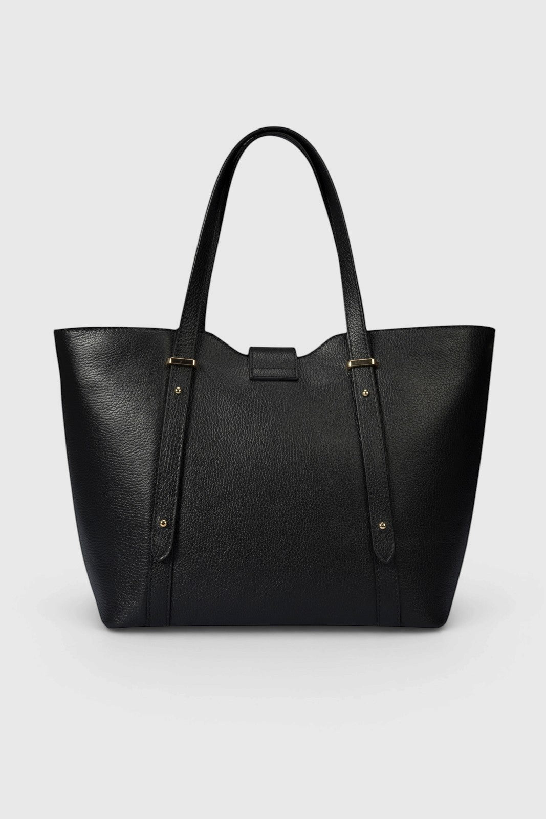RAINA Leather Top Handle Bag - Black