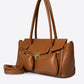 AUDREY Leather Top Handle Bag - Cognac