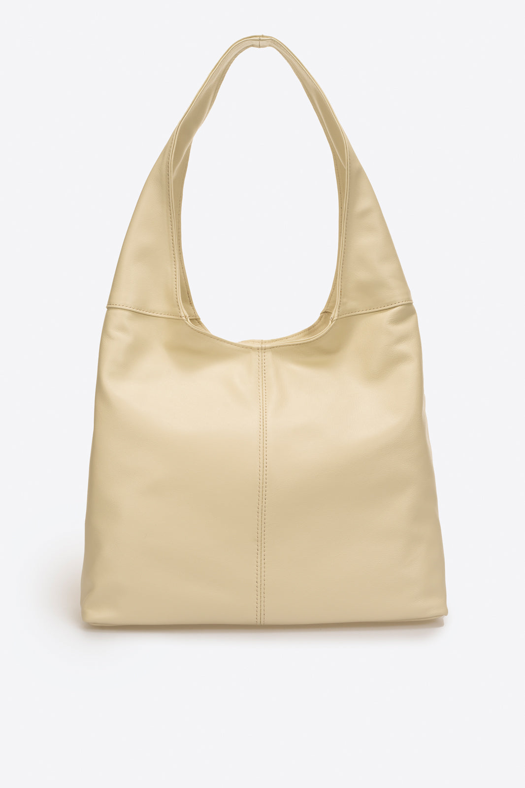 Leather Shoulder Bag 6933 - Beige