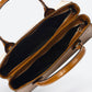 CASSANDRA Leather Top Handle Bag - Cognac