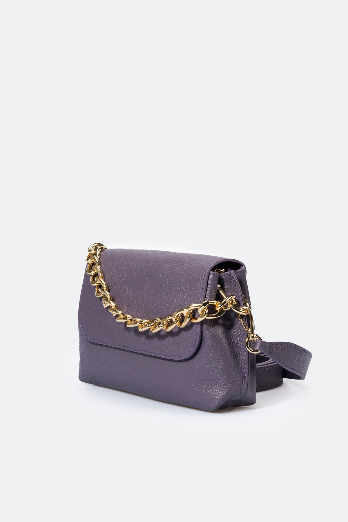 Leather Top Handle Bag 9647 - Purple