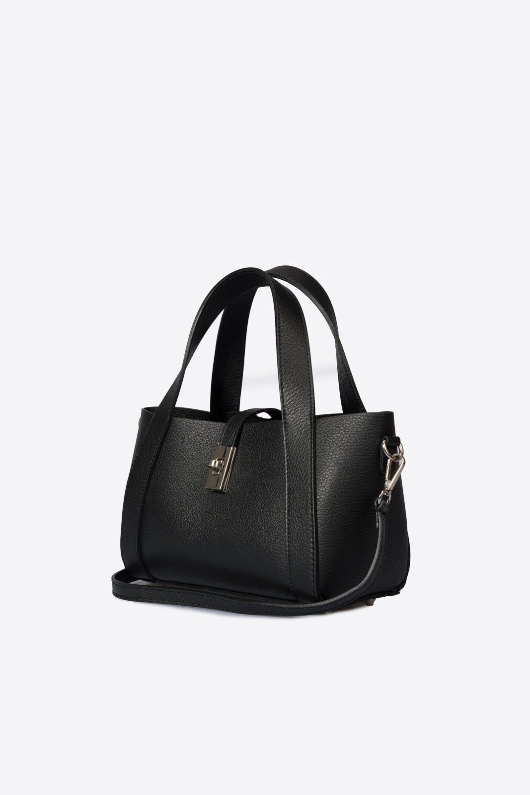 GAIA Leather Top Handle Bag - Black