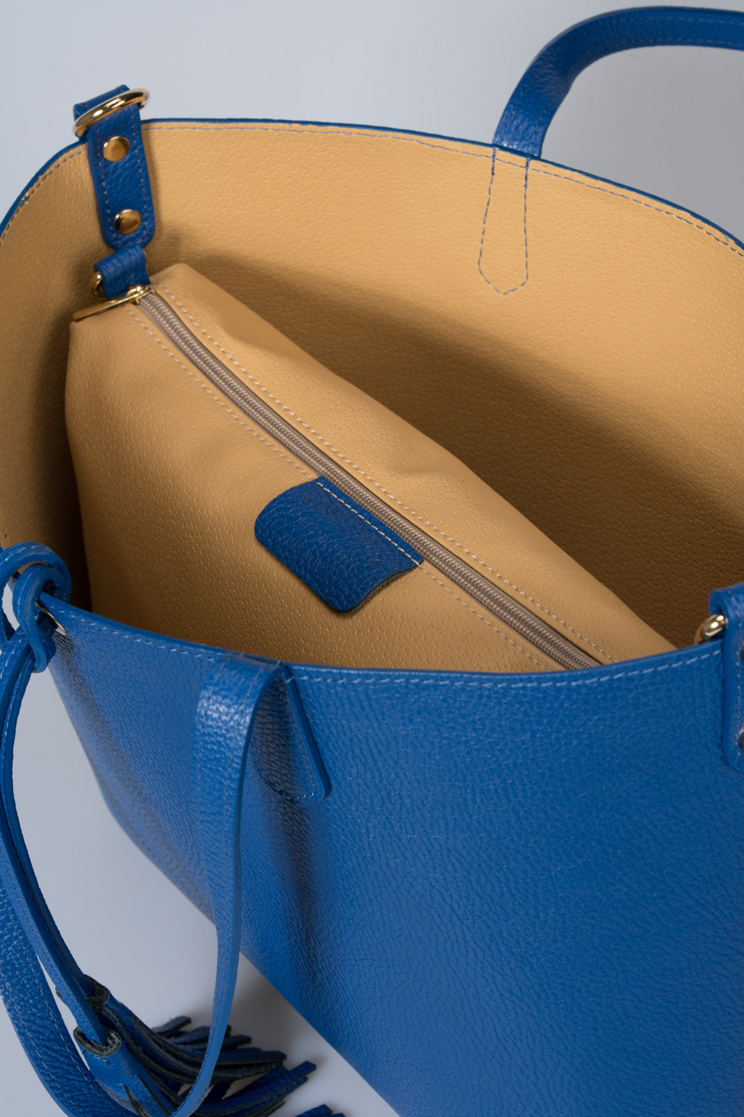 ROMY Leather Top Handle Bag - Blue
