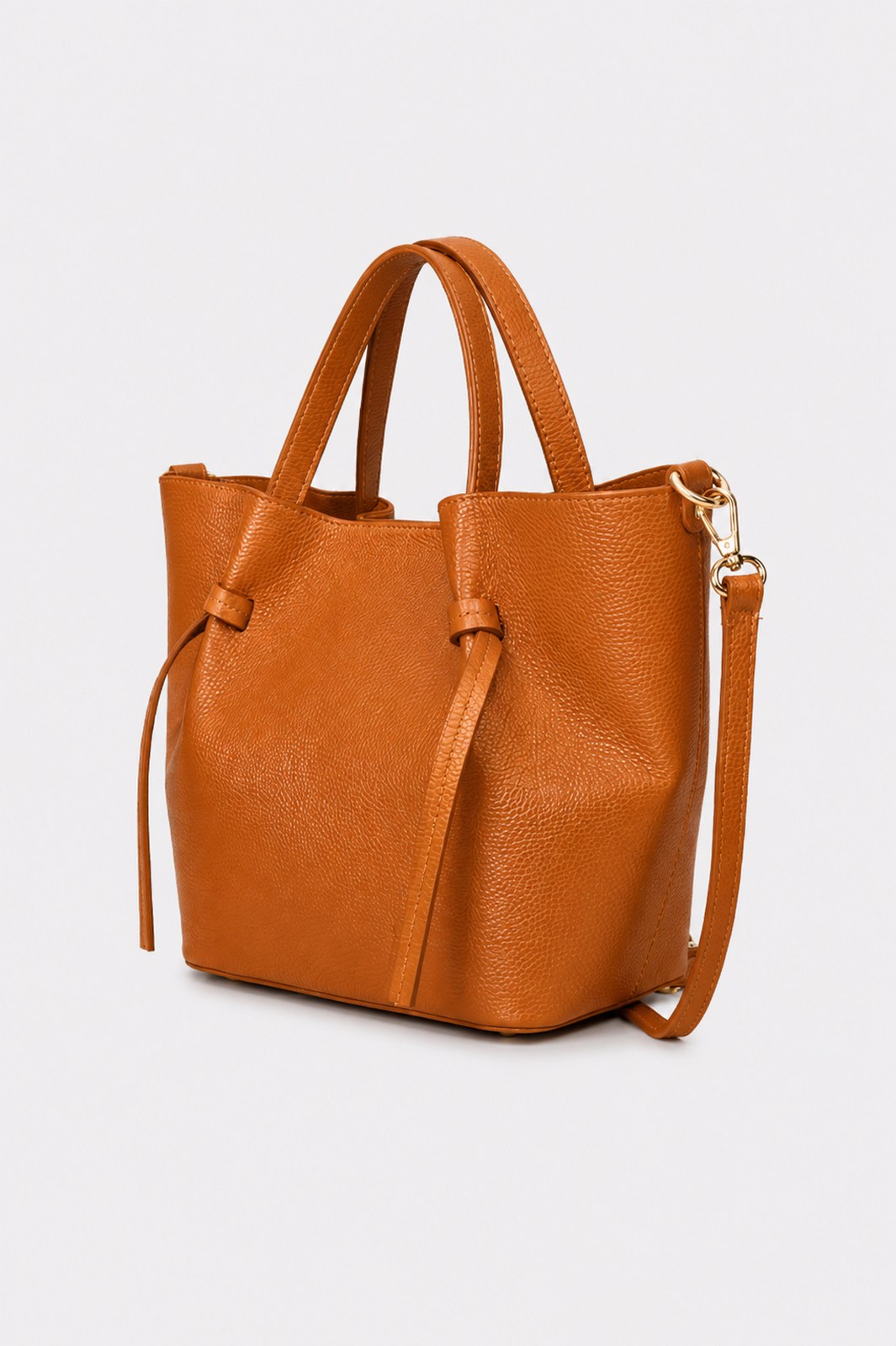 GIADA Leather Top Handle Bag - Cognac