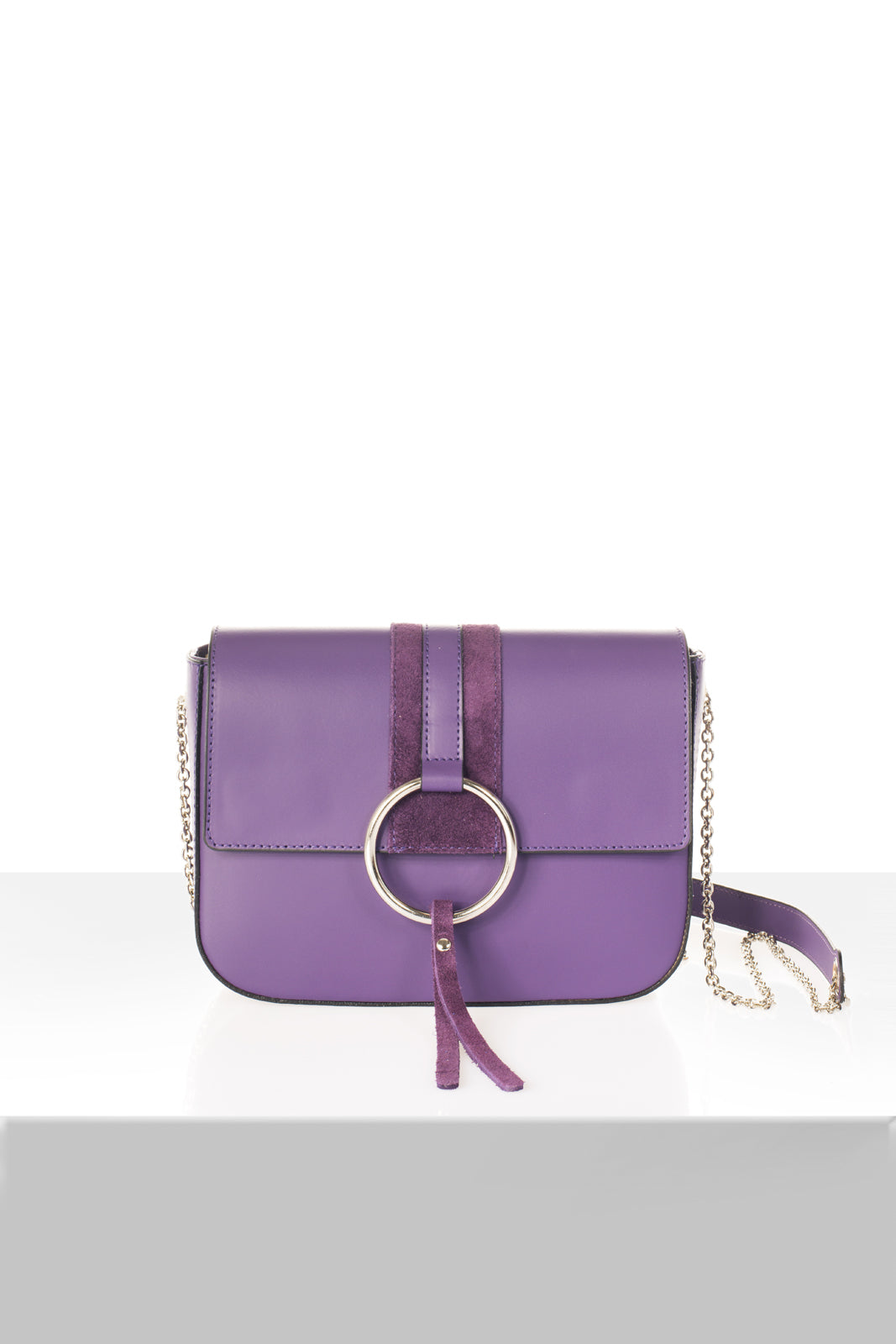 Leather Top Handle Bag 3521 - Violet