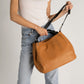 AZALEA Leather Top Handle Bag - Cuoio+Black