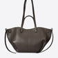 ODETTE Leather Top Handle Bag - Dark Brown