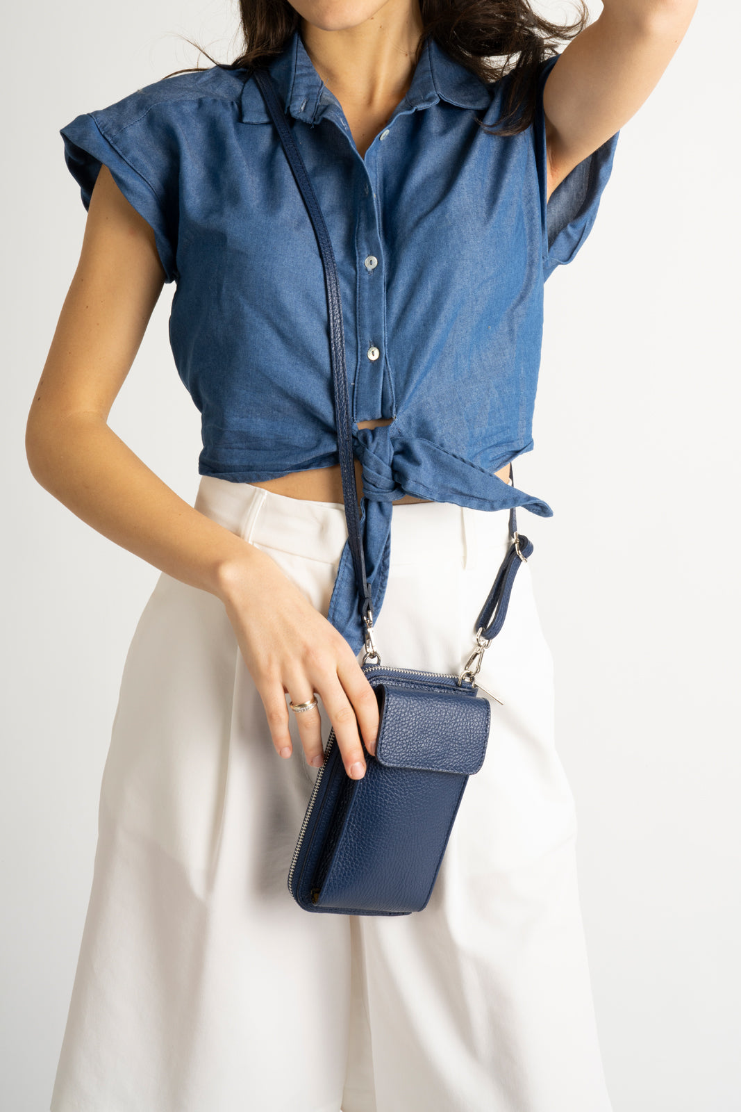 MAVIS Leather Crossbody Bag - Blue