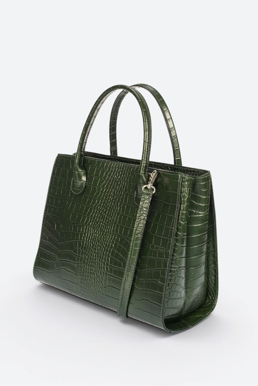 CASSANDRA Leather Top Handle Bag - Green