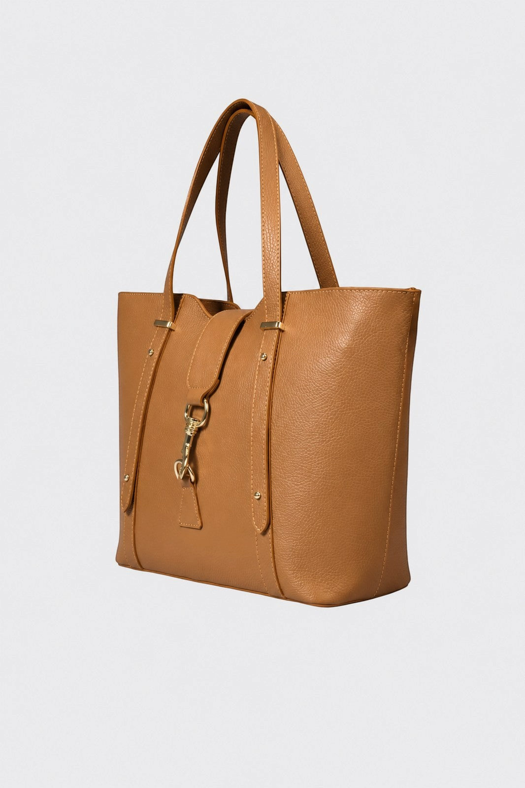 RAINA Leather Top Handle Bag - Cognac