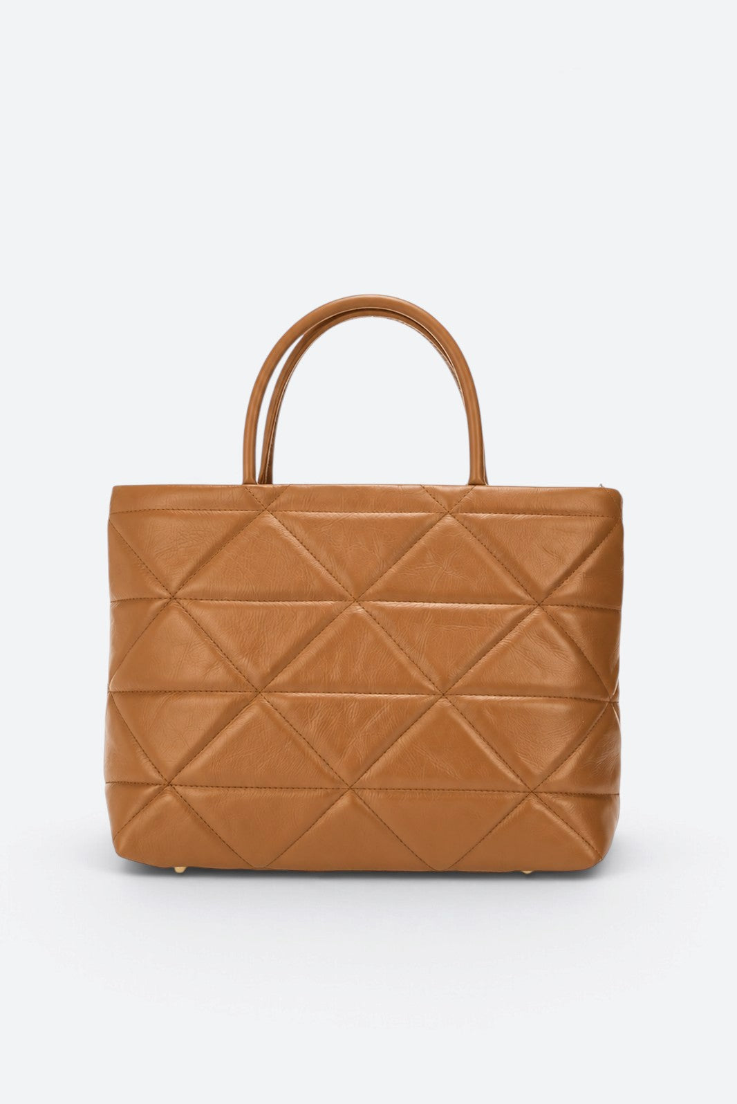 GINEVRA Leather Top Handle Bag - Cognac