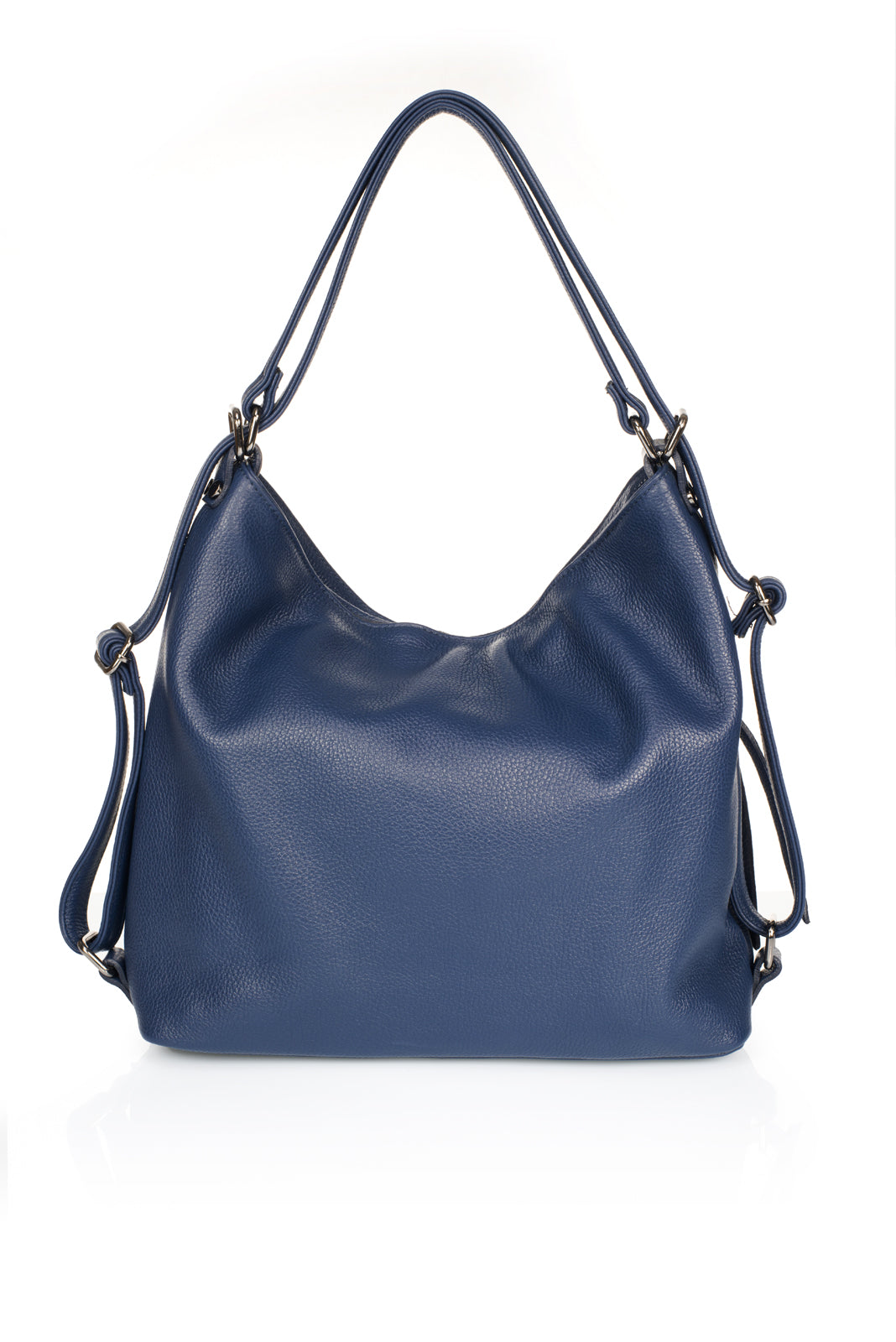 Leather Top Handle Bag 5456 - Navy