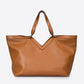 ELARA Leather Top Handle Bag - Cognac
