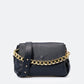 Leather Shoulder Bag 9647 - Black